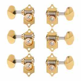 Waverly 3-On-Plate Guitar Tuners with Ivoroid Knobs for Slotted Pegheads,  Brass